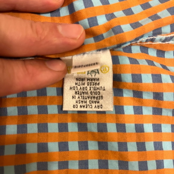 BUGATCHI shape fit, tailored men’s blue checkered dress shirt, large - Picture 10 of 13